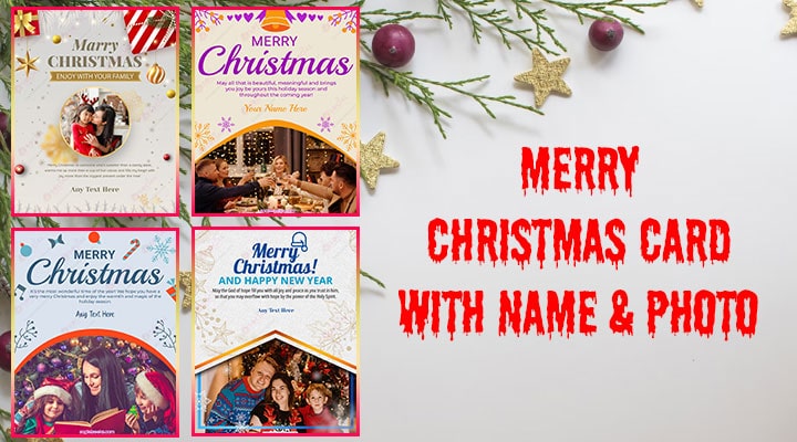 Merry Christmas Greeting Card With Name & Photo | Frohe Weihnachten-Grußkarte mit Namen und Foto