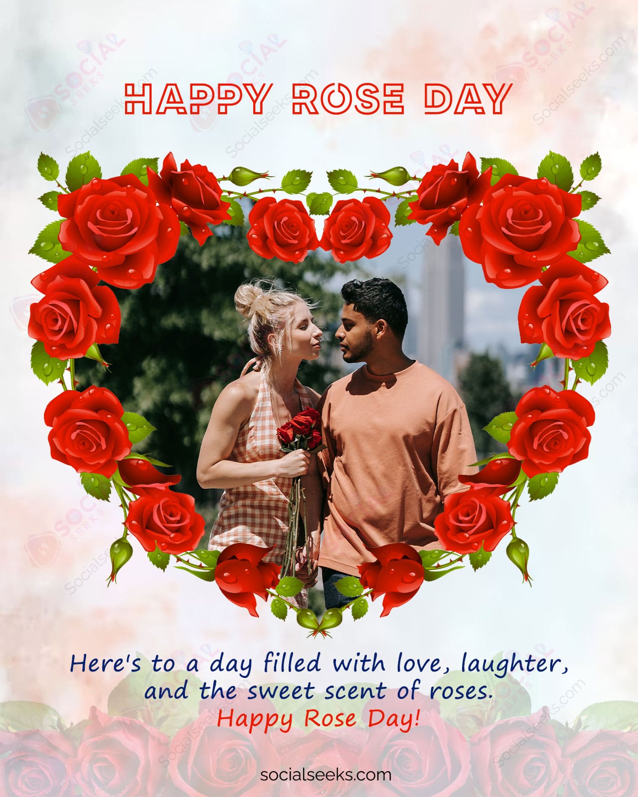 Personalize Happy Rose Day Heart Shape Frame With Your Photo