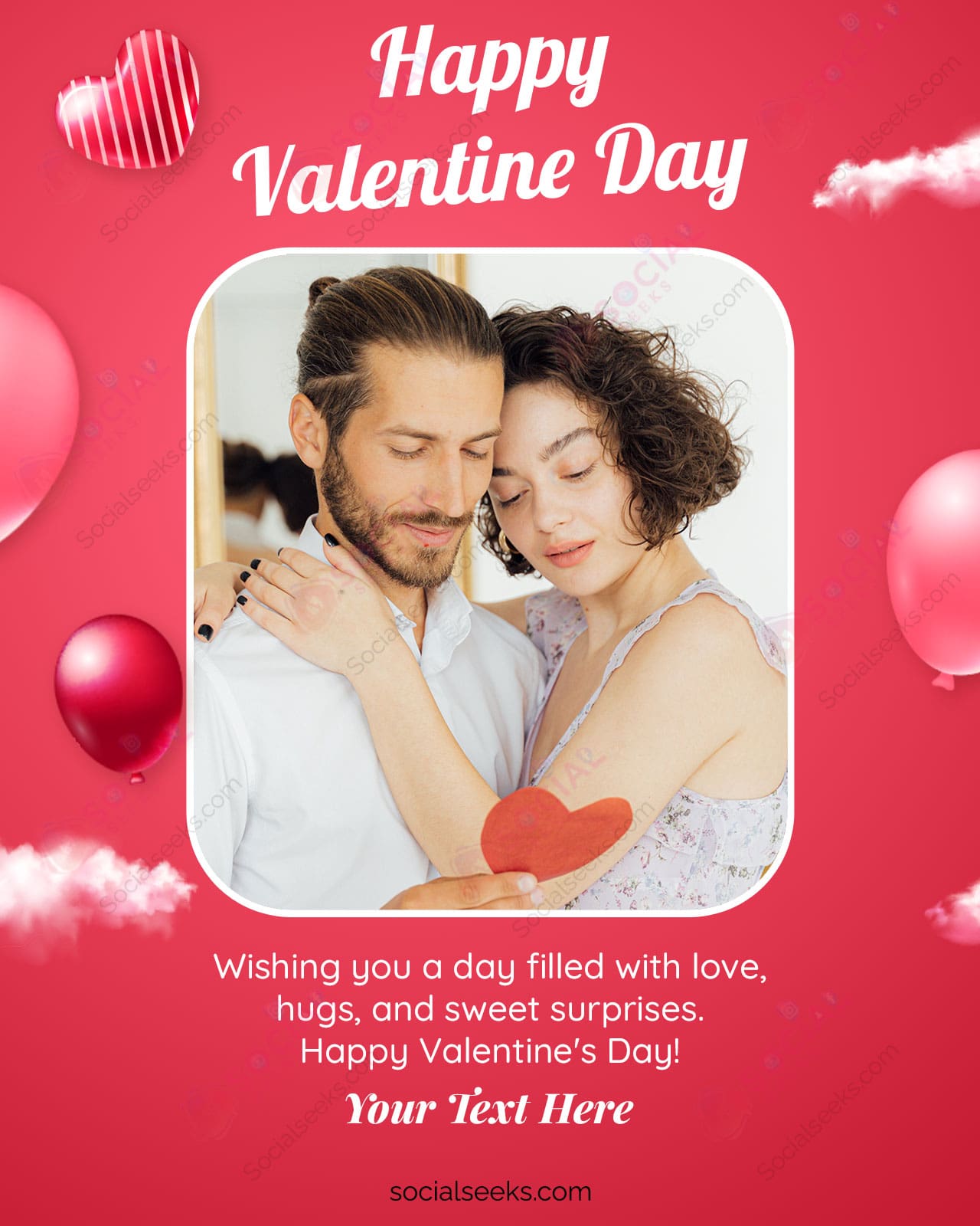 Be My Valentine Day Greeting Card With Photo & Name For Couples