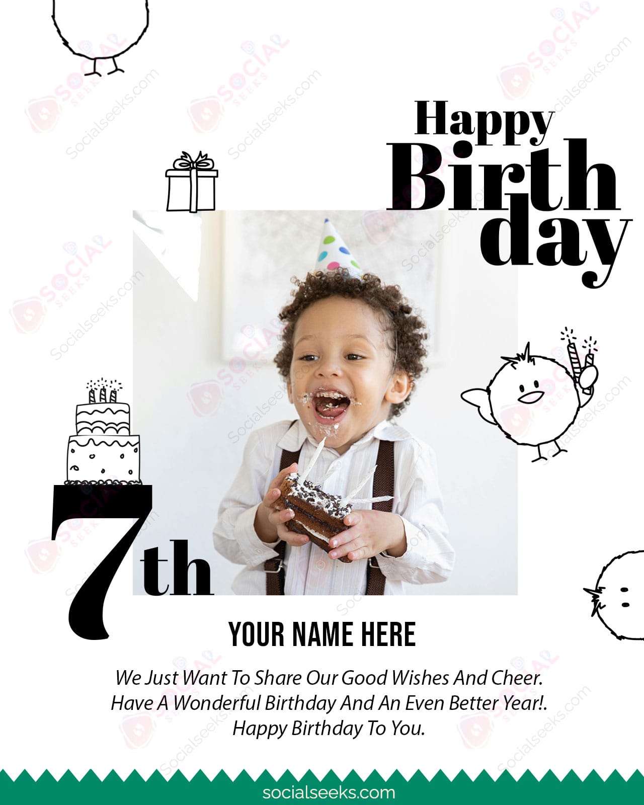 7 Birthday Wishes Photo Frame With Your Name