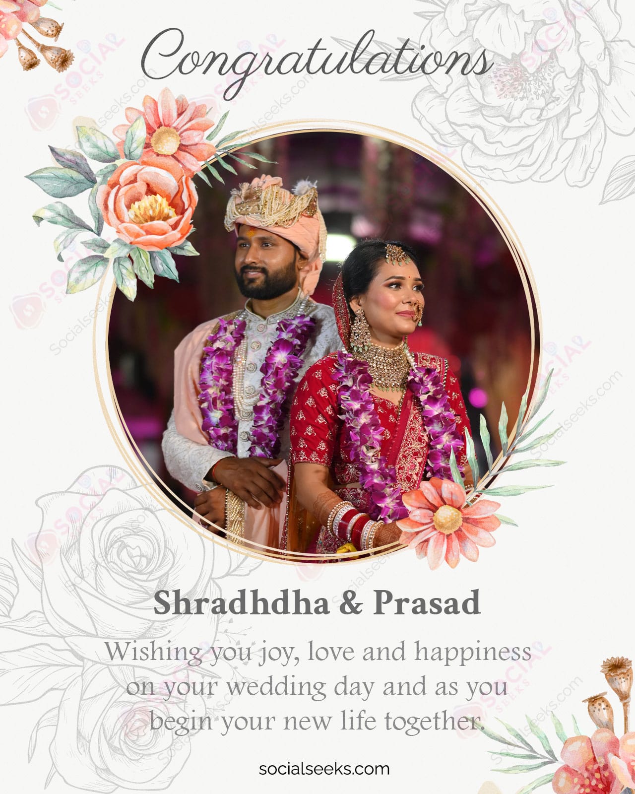 Happy Wedding Photo Frame Online Wishes