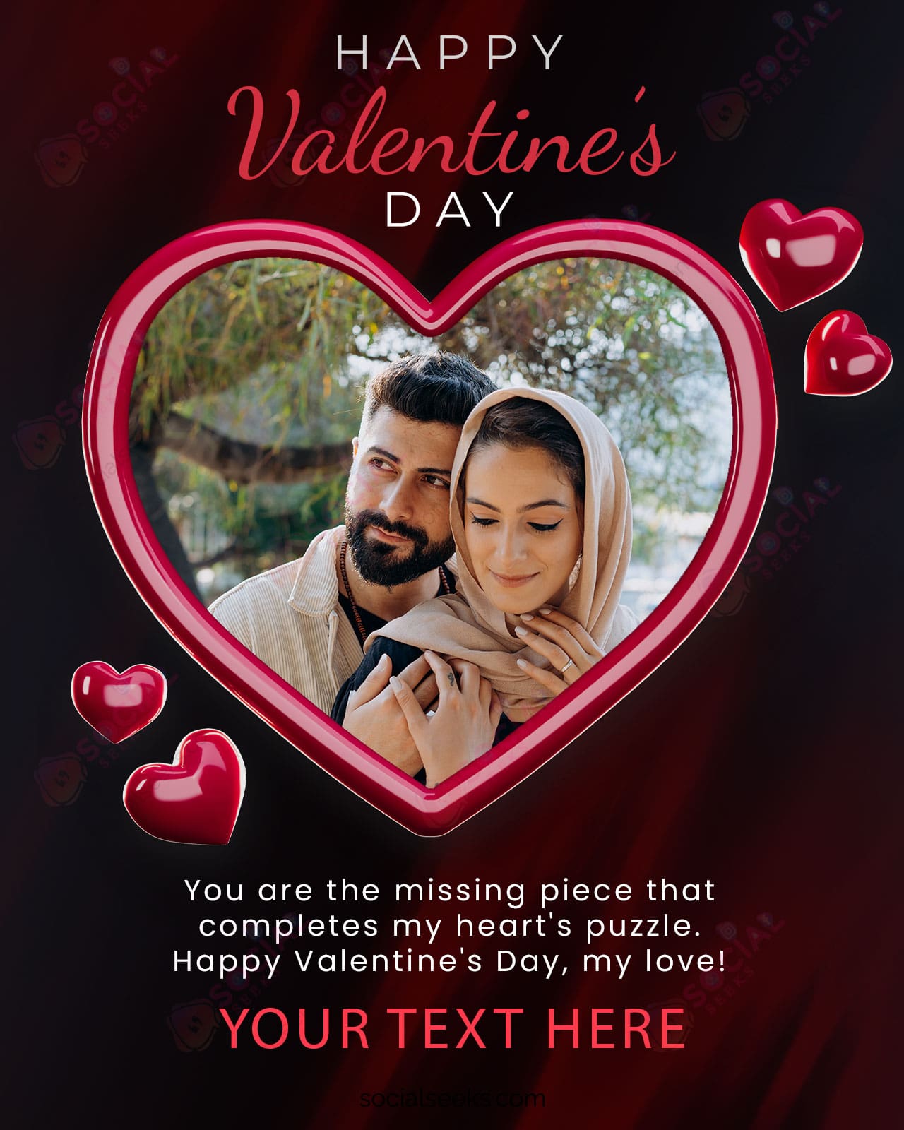 Create Romantic Happy Valentines Day  Photo Frame With Name
