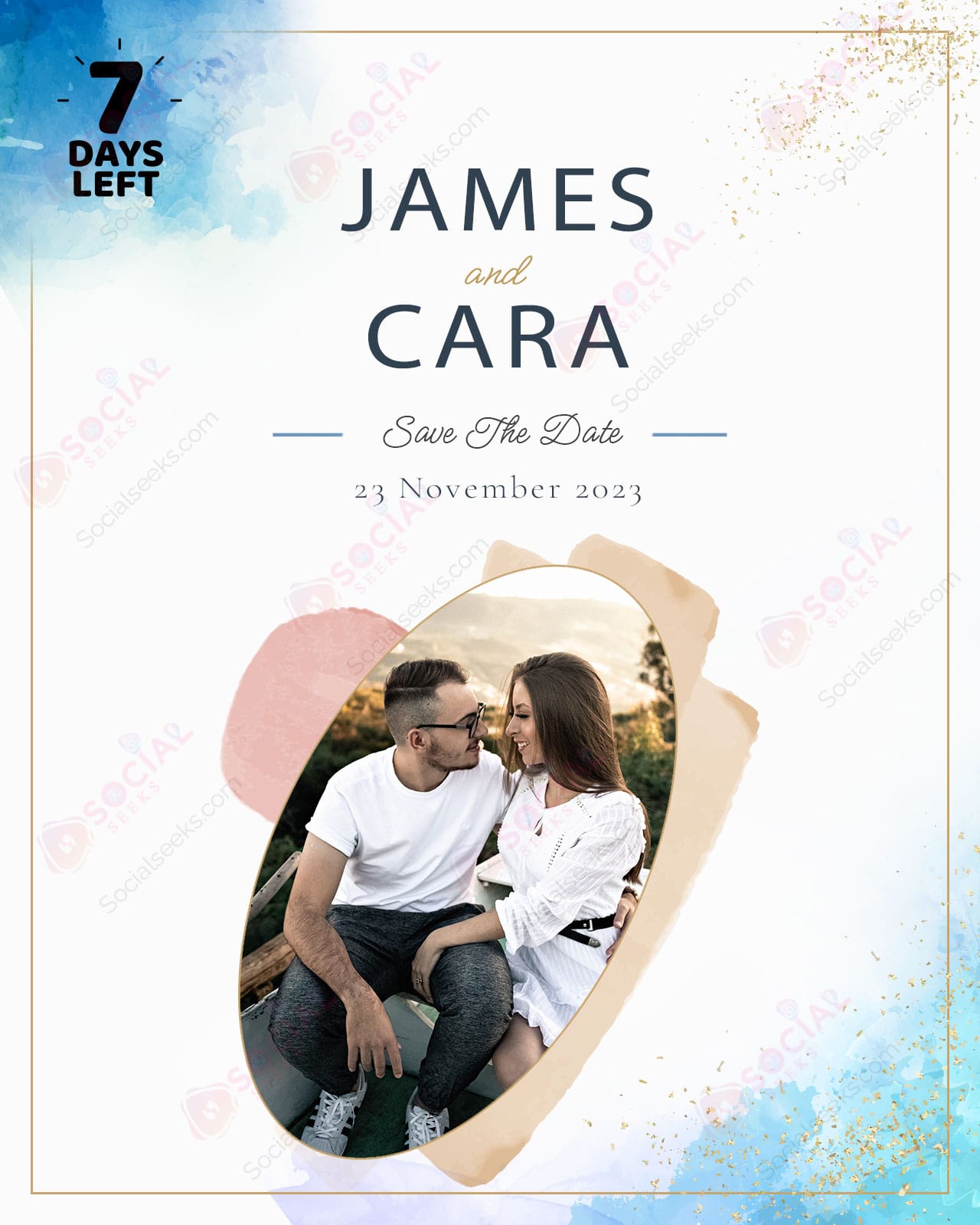 7 Seven Days Left Wedding Photoshoot Frame With Couple Name