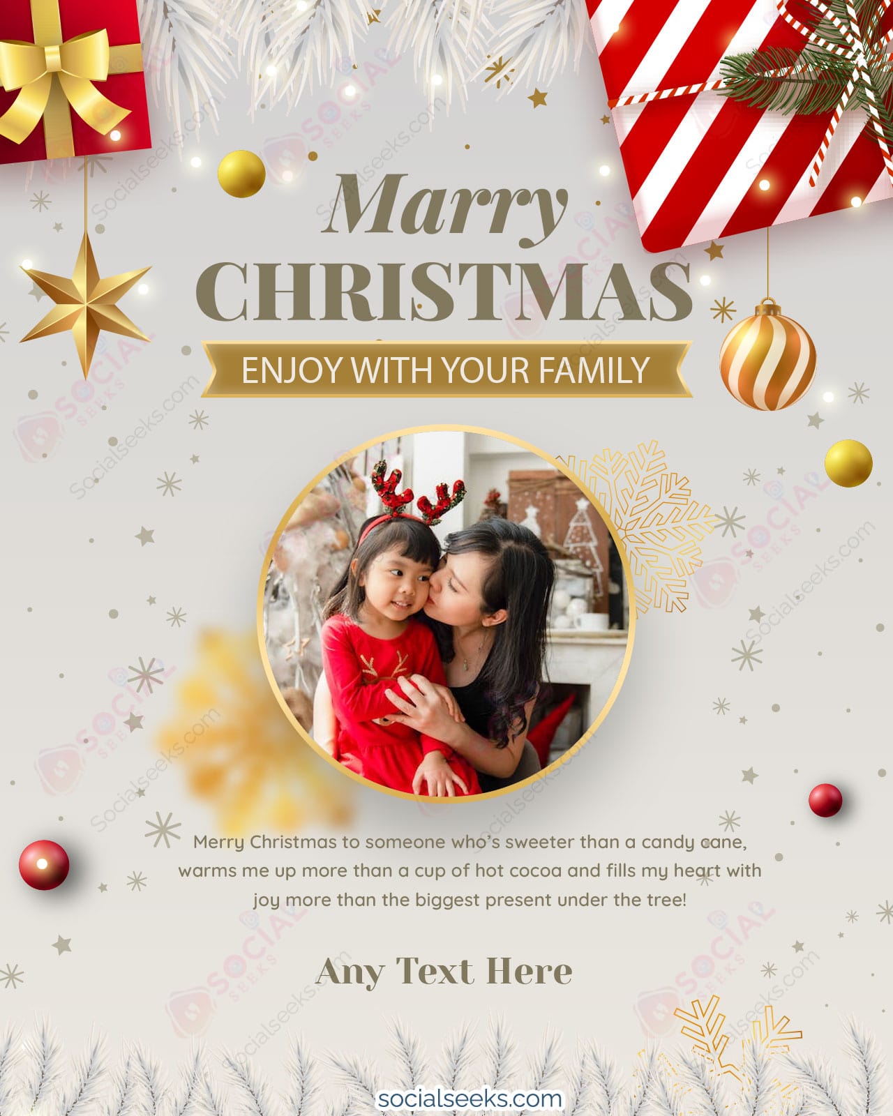 Customised Stylish Christmas Card With Photo & Name