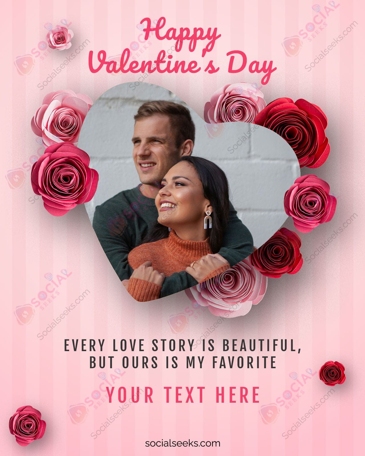 Happy Valentine Love Card With Name And Photo Edit