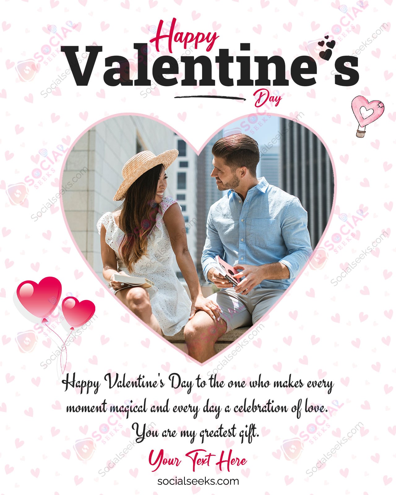 Personalized Happy Valentine Day Card With Photo Frame And Name Editing