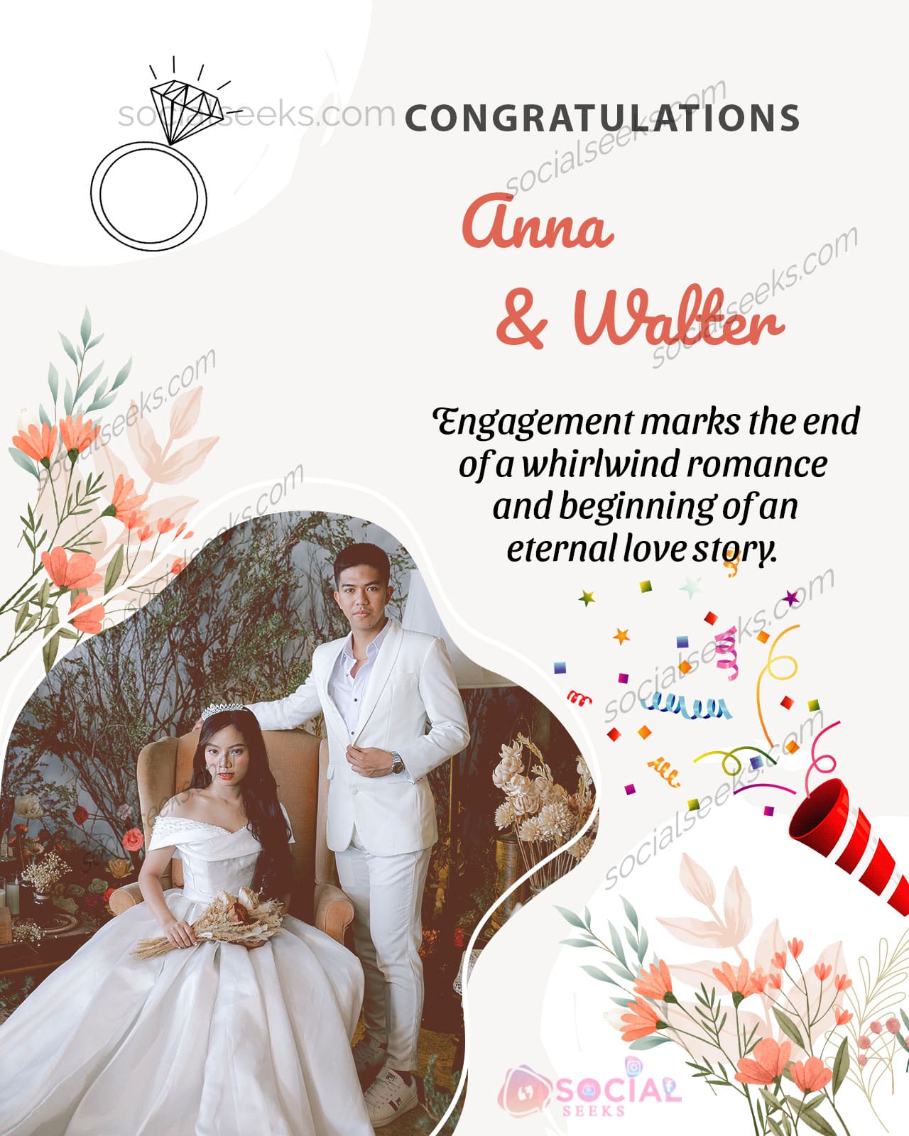 Engagement Wishes With Photo and Name