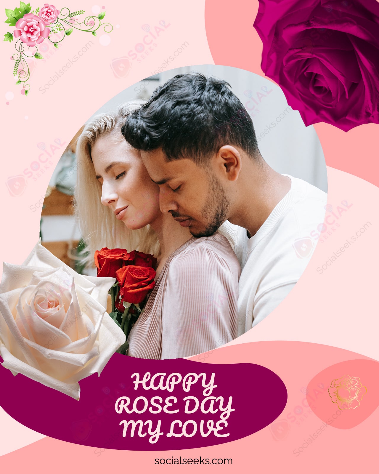 Beautiful Rose Day Frame With Your Custom Photo