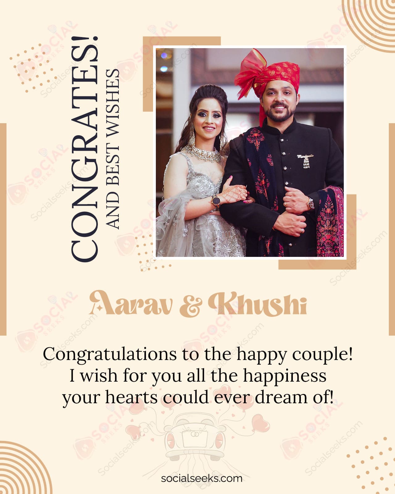 Wedding Congratulations Cards With Customized Photo & Name