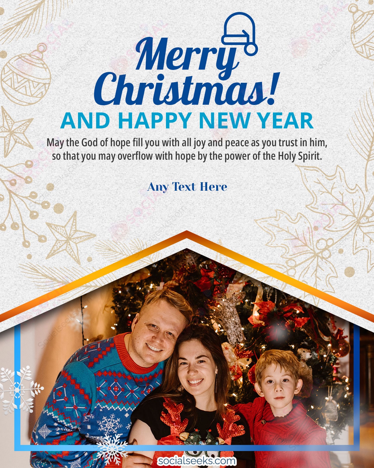 Luxury Christmas Card With Customised Family Photo & Name