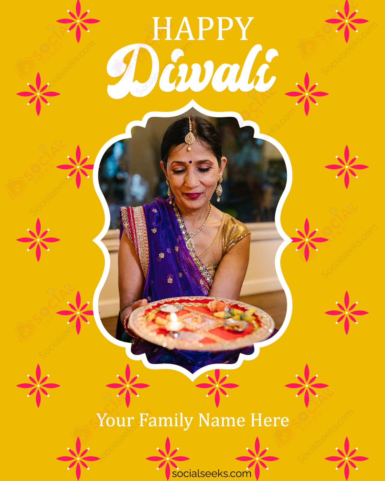 Happy Diwali Wishing Cards with Name & Photo