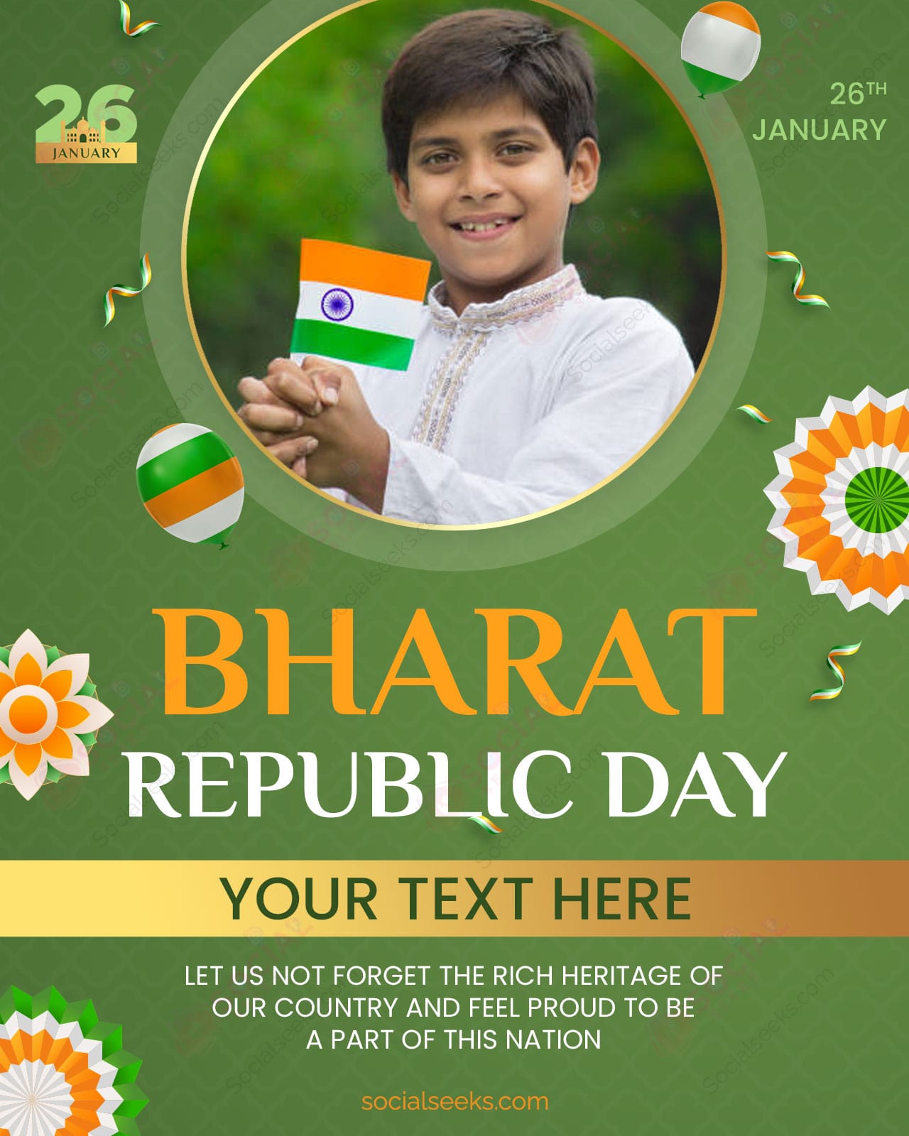 Make the happy republic day photo frames with name