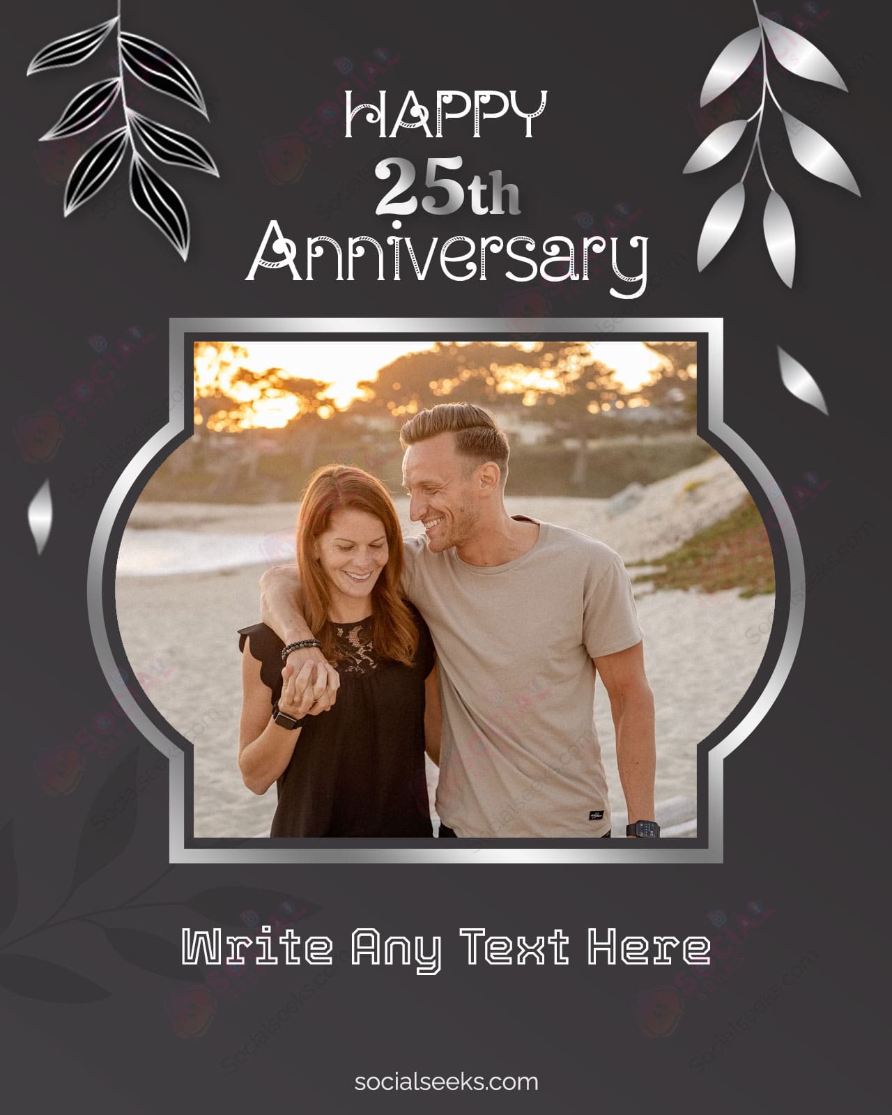 Happy 25th Anniversary Silver Wedding 25 Years Card With Photo