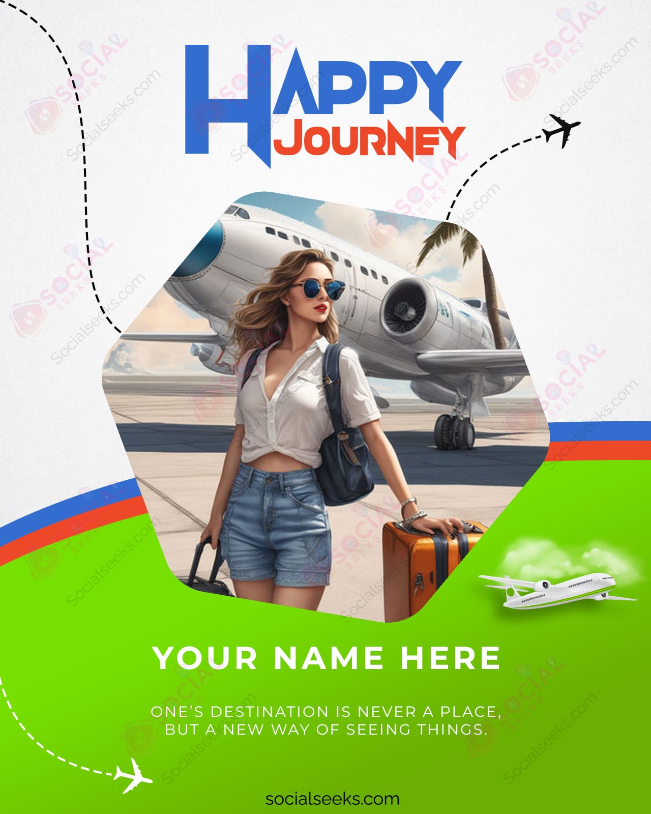 Bon Voyage Study Trip Foreign Student Customize Greeting Card With Photo & Name