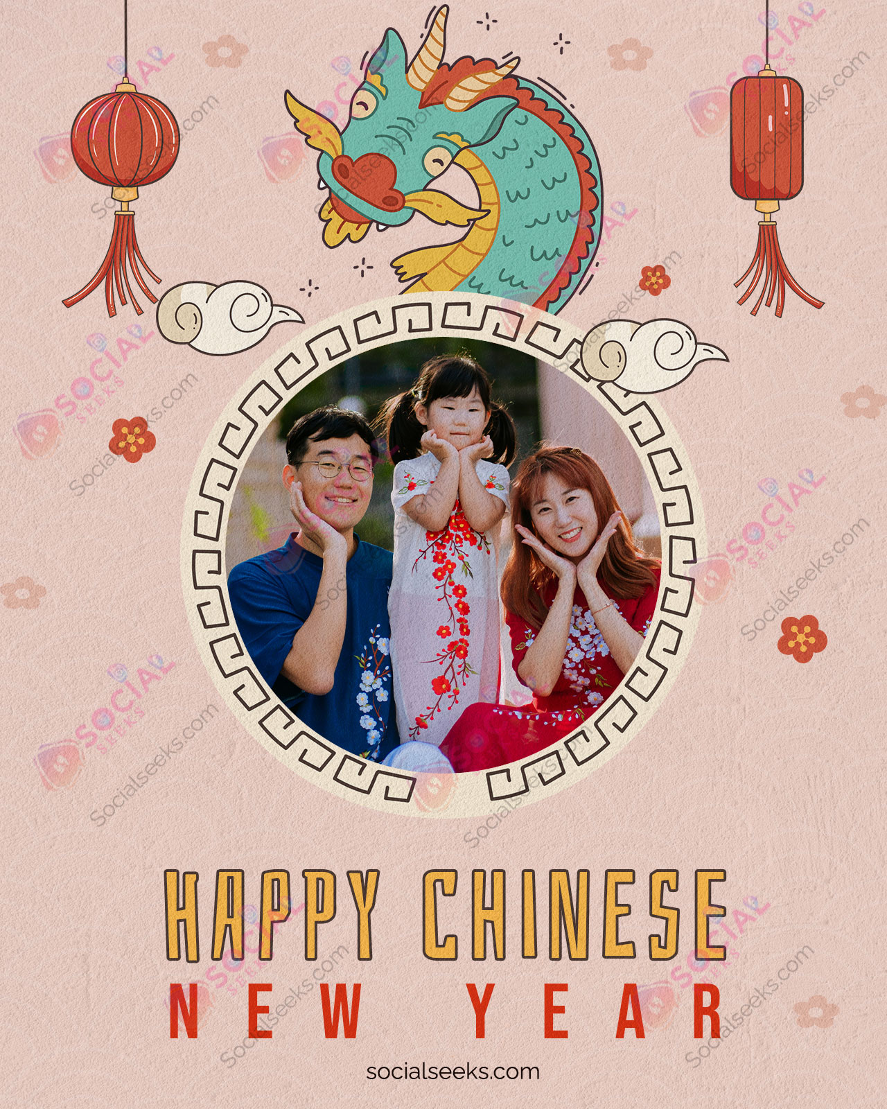 Customized Chinese New Year, Lunar New Year Greeting Card