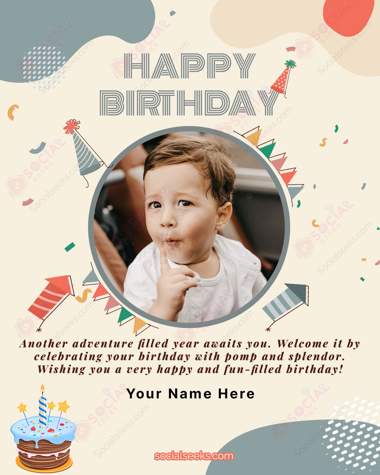 Simple Happy Birthday Wishing Photo Frame With Name