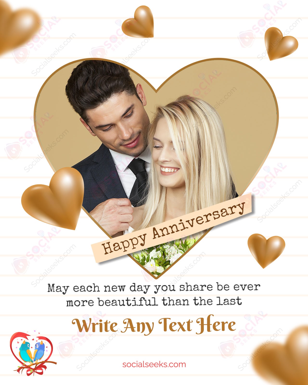 Heart Frame Personalised Anniversary Photo Card