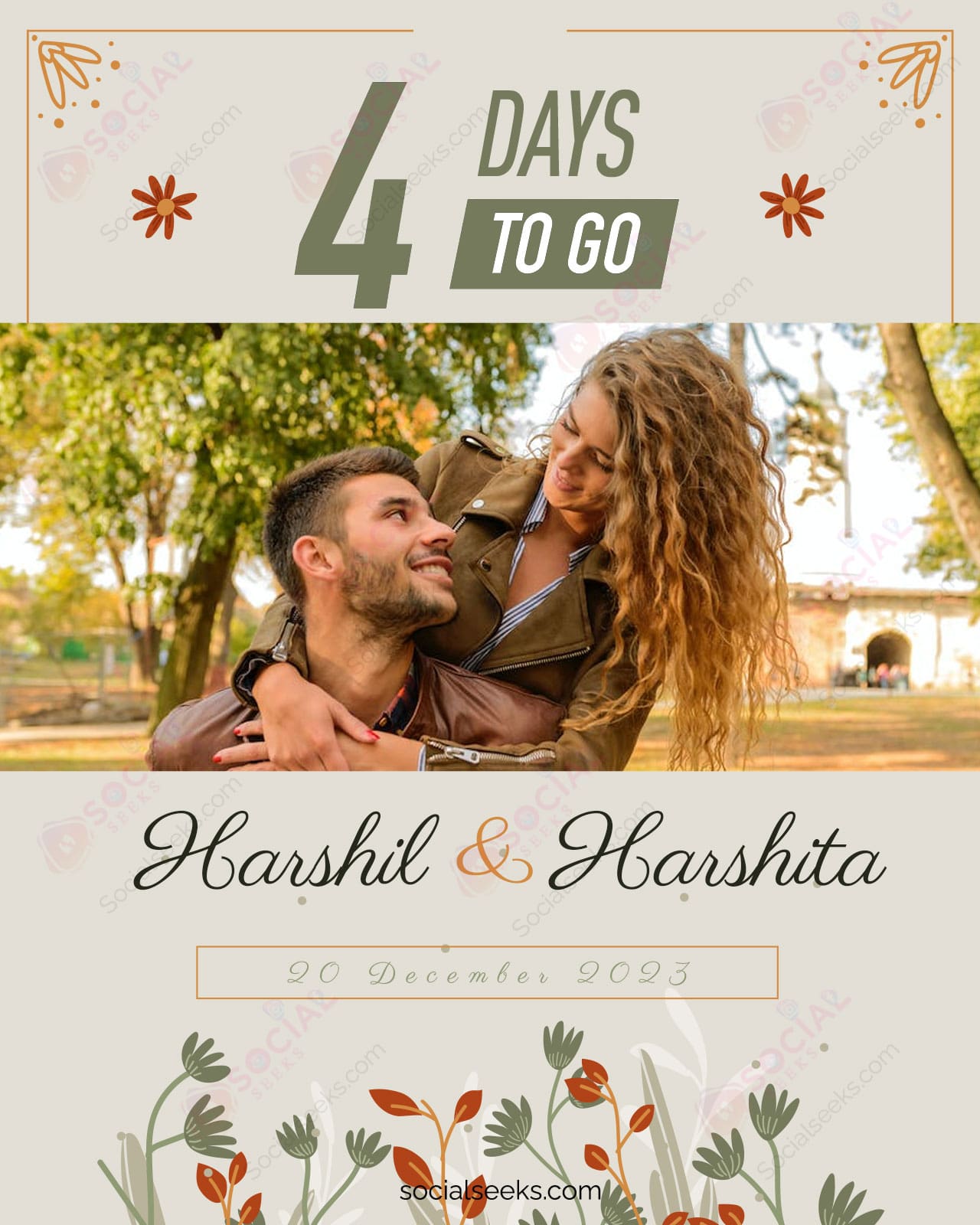 4 Days To Go Wedding Photoshoot Frame With Couple Name