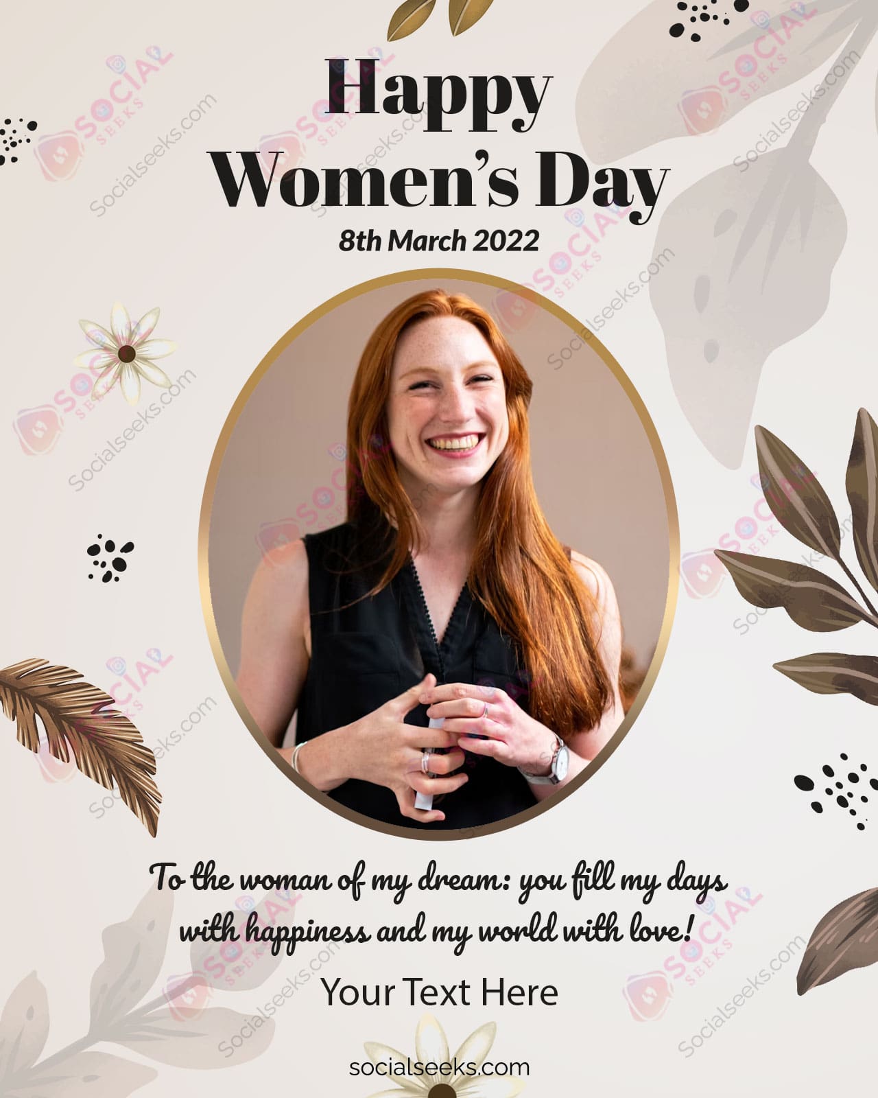 Write Your Name On International Women's Day Greeting Cards With Your Photo Frame