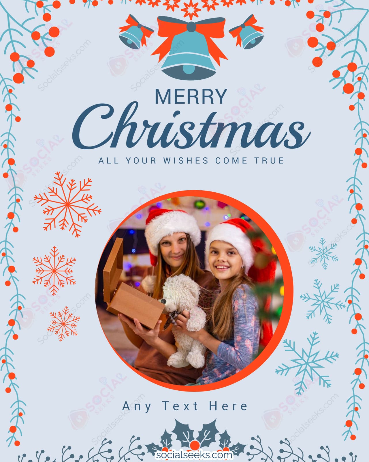 Christmas And New Year Wishes Greeting Card With Photo & Name