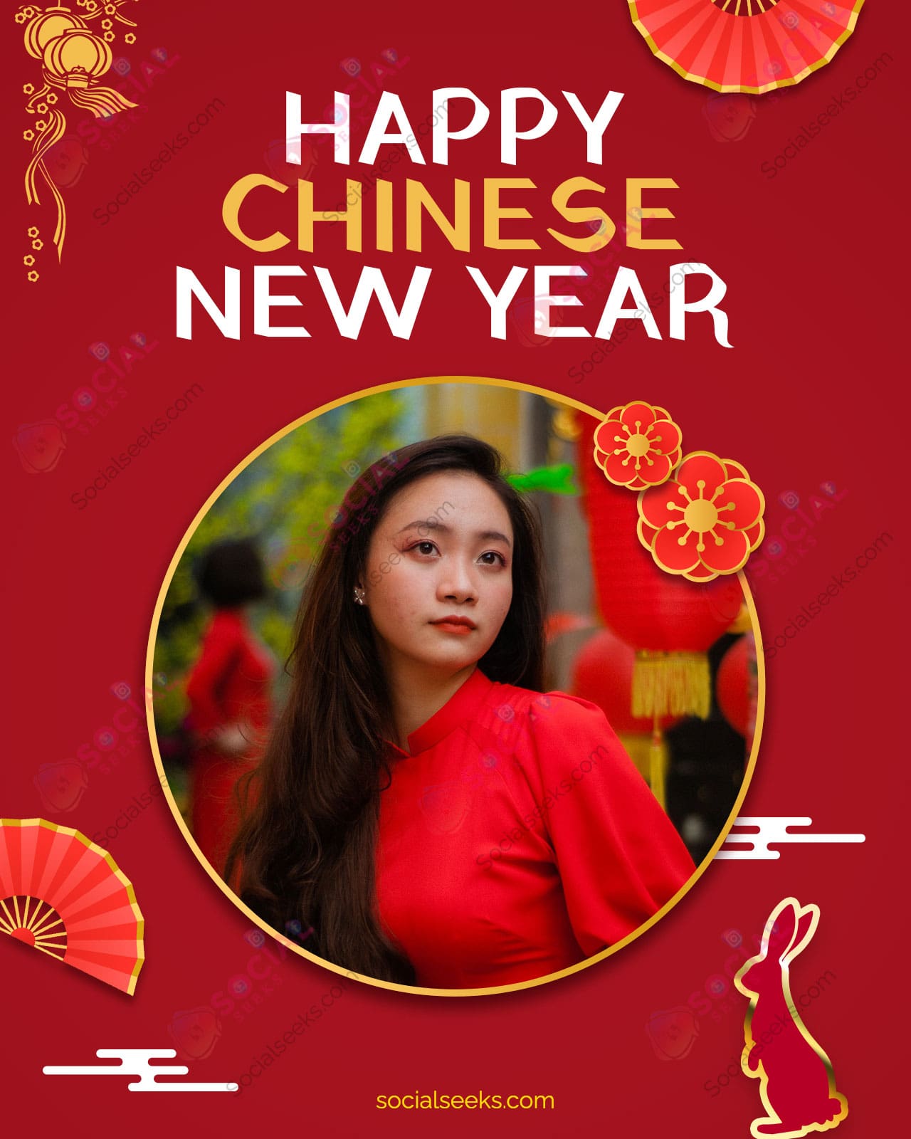 Chinese New Year Wishes Card With Photo
