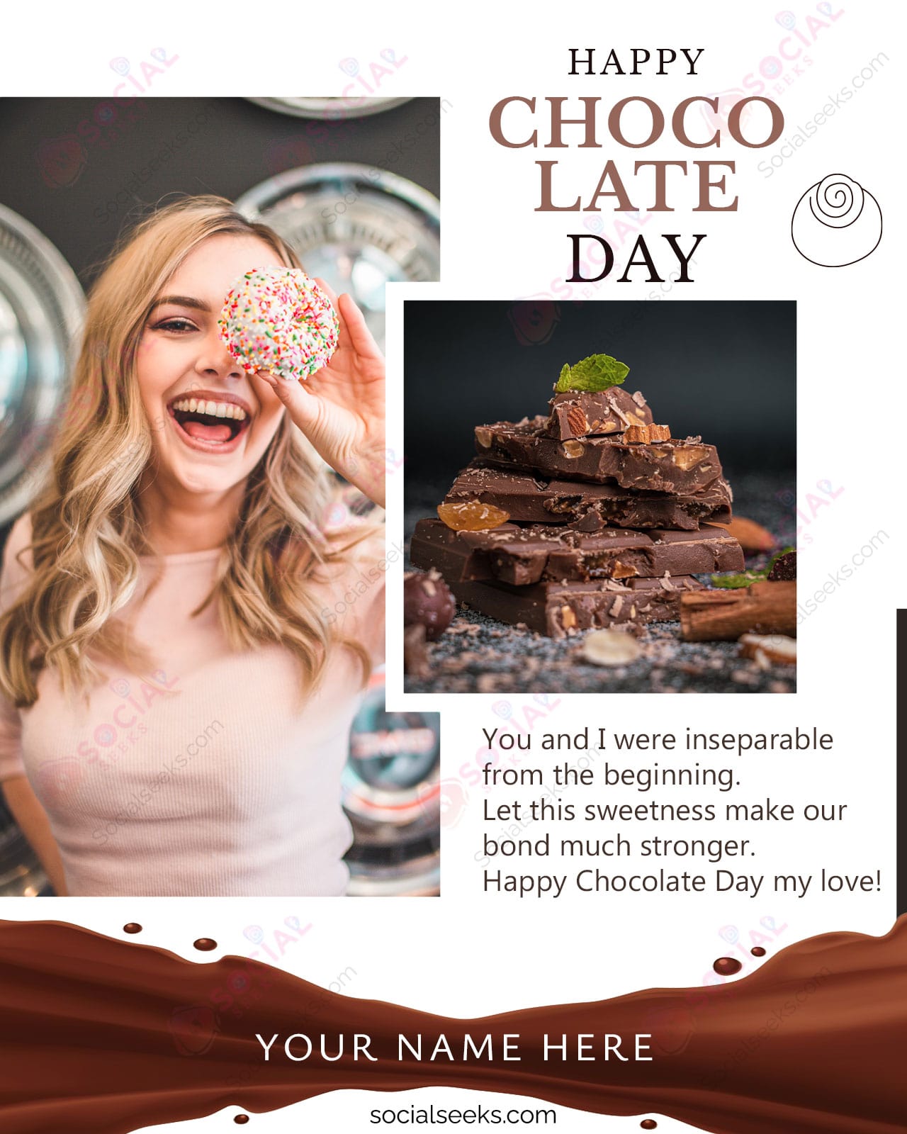 Customized Happy Chocolate Day Greeting Cards With Photo and Name