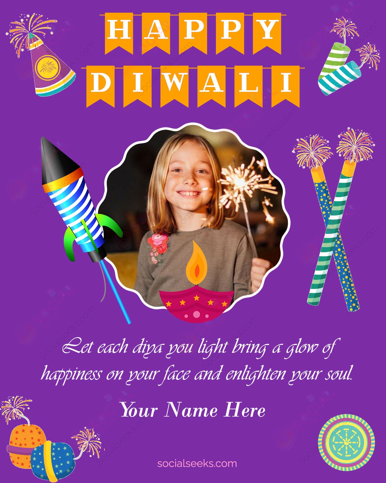 Customize Diwali Wishes Card With My Photo