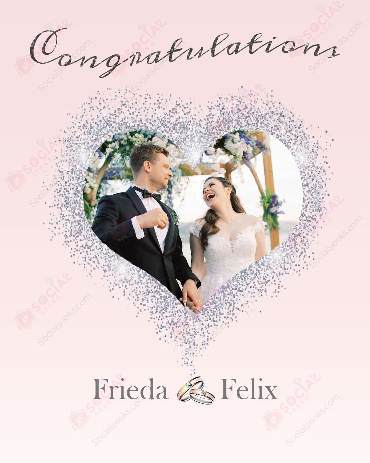 Congrats On Your Engagement Heart Shaped Photo Frame Wish